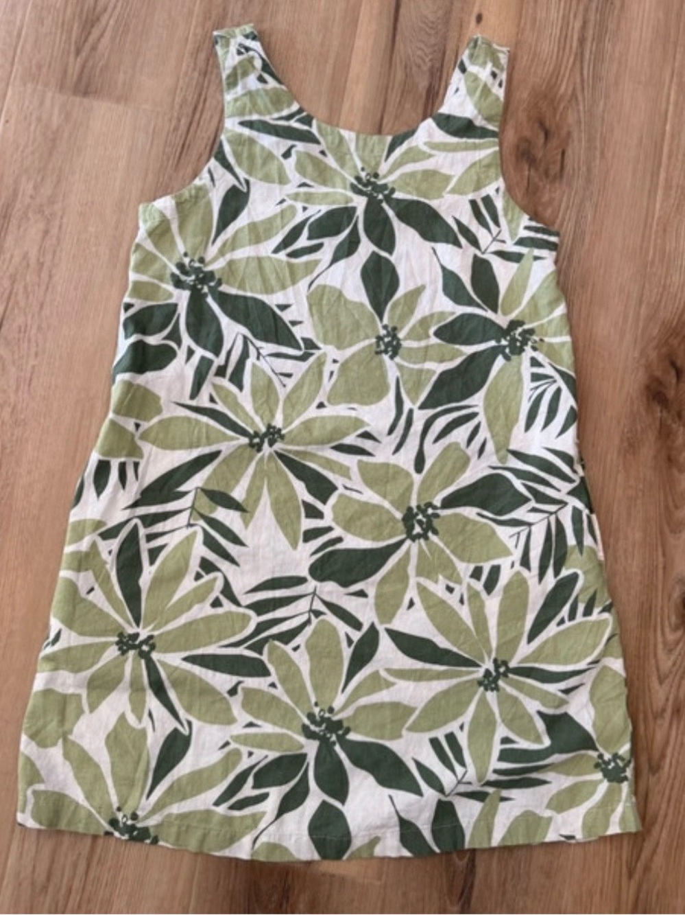 Nicole Miller Green Floral Linen Blend Tank Shift Dress